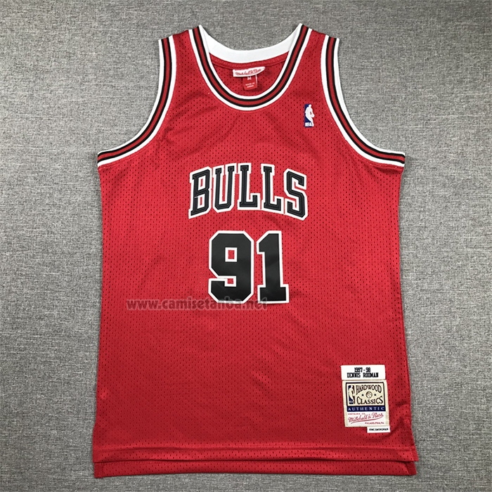Camiseta Nino Chicago Bulls Dennis Rodman NO 91 Mitchell & Ness 1997-98 Rojo